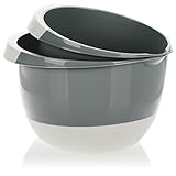 com-four® 2x Rührschüsseln 3,5 und 2 Liter mit Stoppboden, Ausgießer und rutschfestem Griff, Backschüssel-Set in modernen Farben [Auswahl variiert] (02x - 3,5/2L - Farbmix)