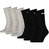 Puma Unisex Sportsocken Cush Crew 6er Pack, mehrfarbig (Black/Grey), Gr. 43-46, 251021001666043