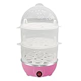 Eierkocher Für Hartgekochte Eier - 3 Ebenen Elektrischer Eierkocher | Küchengerät mit Deckel aus Glas für Haushalt Gastronomie Hotel