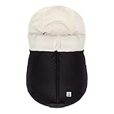 babycab Winter-Fußsack Naryn für Tragewanne, Babyschale schwarz - 75(L) x 48(B) cm - Gurtschlitze und Rundum-Gummizug - abnehmbare Beindecke - wind- und nässeabweisend - Coralfleece