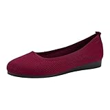 pvucpot Damen Ballerina Slip On Schuhe Strick rutschfest Flach Atmungsaktiv Leicht Bequem Alltag Freizeit Büro Sneakers Sommer Herbst