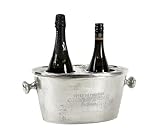 Flaschenkühler für 2 Flaschen, Weinkühler, Sektkühler, Getränkekühler aus Metall, Aluminium, Silber, Party - Kühler für Sekt und Wein - XXL 31 cm