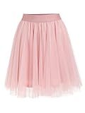 Eisnnu Tüllrock Damen 3 Lagen Tüll Elastische Taille Sommerrock Unterrock Petticoat Rocklänge 48CM Schwarz Rosa Weiß Kurz Party Prom Rock