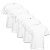 Fruit of the Loom Valueweight Herren-T-Shirt, kurzärmelig, 5 Stück, 5 x Weiß, M