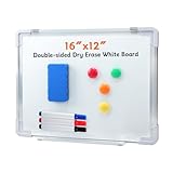 Whiteboard Magnetisches, 40 x 30 cm Magnettafel, Magnetwand Trocken abwischbare Tafel, Mini Whiteboard, Whiteboard Klein mit Alurahmen und abnehmbare Stiftablage, 3 Stifte, 4 Magnete， 1 Radiergummi