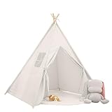 Cathpetic Tipi Zelt für Kinder,Kinder Spielzelte,Kinderzelt für Drinnen Outdoor,Spielzimmer für Kinder,Mehrzweckzelte für den Innen und Außenbereich,Weiß