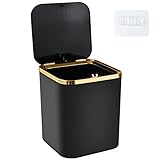 Senbaler Klein Tisch Mülleimer mit Deckel 2.8L,Mini Tischabfalleimer für Esszimmer,Bäd,Büros,Schlafzimmer,ABS,Leichter Luxus (Schwarz)