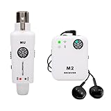 Funien Drahtloses In-Ear-Monitorsystem, Wiederaufladbar, Niedrige Latenz für Studioband-Performance, 6-Kanal-ABS-Transmitter-Empfänger-Set mit Einstellbarer Frequenz für Musiker (Weiß)