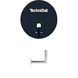 TechniSat TechniTenne 60 Satellitenschüssel (60 cm digital Sat Anlage/Antenne mit Masthalterung und Universal Twin LNB für bis zu Zwei Teilnehmer) anthrazit + TechniPlus 35 Sat-Wandhalterung 35 cm