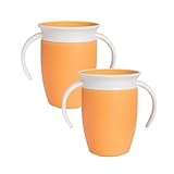 Munchkin Miracle 360 6+ Monate 7oz Baby-Trinklernbecher (2er-Pack), Trinklernbecher für Kleinkinder, Trainerbecher, BPA-frei, Orange/Orange