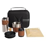 Tragbare Kaffeemaschine – Camping Kaffee Abtropfwerkzeug Set mit Tragetasche, multifunktionales Bohnenmahlsystem | Komplettes Brauzubehör-Set für Reisen