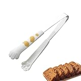 Küchenzange – Katzenpfotenzange, niedliche Silikon-Kochzange mit hoher Hitzebeständigkeit, vielseitige Edelstahlzange zum Kochen von Toastbagels, Grillen, langlebige, funktionelle kleine Küchenzange