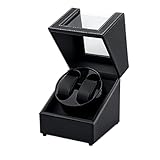 Mcbazel Uhrenbeweger 2 Uhren, Watch Winder für Herren und Damen USB-C Aufladung Uhrenbeweger Automatik TPD 970-2430 Zwei Wickelschwingmodi für Automatikuhren PU Leder - Schwarz