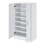 [en.casa] Schuhschrank Notribontaa Schuhregal Schrank mit 2 Türen 108 x 55 x 35 cm Schuhkommode für 14 Paar Schuhe 7 Ablageflächen Flurschrank Weiß