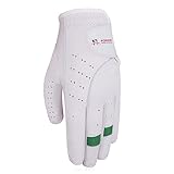 Foriox International Allwetter-Golfhandschuhe für Herren, Rechts- und Linkshänder für Golfer, bequeme Passform, tolles und rutschfestes Leder, flexibles Golfen (weiß & grün, S, links)