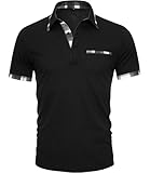 GLESTORE Poloshirt Herren Kurzarm Golf PoloHemd Männer Poloshirts Sommer Polo Hemden T Shirt Schwarz XL