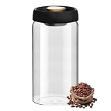 NEXROLA Kaffeedose 1800 ml – Vakuum-Kaffeedose aus Borosilikatglas (schwarz-gold) Kaffeebohnenbehälter, geeignet für Nüsse, Tee, Trockenfrüchte, feuchtigkeits- und oxidationsbeständig