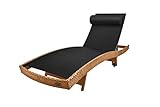 RS Trade® Exclusive Milano mit Rollen Outdoor Polyrattan Sonnenliege (stapelbar und bis 160 kg belastbar), reißfeste Textil Bespannung, 5-Fach verstellbare Lehne, Gartenliege inkl. Nackenrolle, Natur