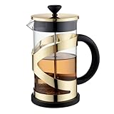 French Press Kaffeebereiter, Edelstahl & Borosilikatglas, hitzebeständige Kaffeekanne mit 3 Filtern, ideal für Camping