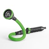 EUROtops Flexibler Gartenschlauch-Aufsatz – Beliebig verformbarer Sprüh- / Gieß-Stab, 10 Sprühfunktionen, Drehregler, Brause zum Gießen/Bewässern/Sprengen im Garten, Grün/Schwarz