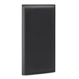 LLi Cufite Scheckbuchhülle aus Leder für obere und seitliche Abreißregister, doppelte Schecks mit Kunststoffeinsatz, Stifthalter, schlanke Brieftasche, Kartenhalter für Männer und Frauen, Black