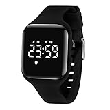 BEN NEVIS Digital Kinderuhr Jungen-Sports Outdoor Wasserdicht Armbanduhr mit LED-Licht,Wecker,Stoppuhr,Datum,Fitness Tracker Uhr mit Schrittzähler,Distanz-Silikon Armband Schwarz