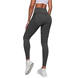Anti Cellulite Leggings Damen Scrunch Leggings Push Up Lange Blickdicht Kompressionshose Sport Booty Yogahose mit Bauchkontrolle Figurformende Hohe Taille Fitnesshose Sporthose