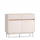 konsimo NALIA Kommode – Kaschmir & Eiche Cremona – Modernes Sideboard mit Türen und Fächern – Stauraum für Wohnzimmer oder Schlafzimmer