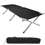 BB Sport Feldbett XXL Klappbett 210 x 72 x 45 cm Camping Bett bis 200 kg Belastbar Tragbar Klappbar Liege Reise Bequem Stabil, Farbe:Black