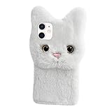 GRADENEVE Plüsch-Telefonabdeckung dekorative Handyhülle schützende Telefonhülle Smartphone-Hülle Telefon weichere Hülle Flauschige Handyhülle Telefonschutz Cartoon-Telefonschale Weiß