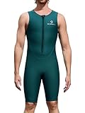 Sxiwei Neoprenanzug Herren Einteiliger 2mm Shorty Sportlich Schwimmanzug Ärmellos Schnorcheln Taucheranzug für Wassersport Dunkelgrün M