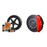 Foliatec Sprühfolie Auto Felgenfolie Sprüh Lack Set für 4 Felgen & Bremssattel Lack Set, Hitzebeständig, Komplettsatz für 4 Bremssättel, Performance Red, 7-teiliges Set