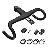 Renchey Rennrad Carbonfaser Vorbau Integriert, Carbon Lenker Integriert, Ergonomisches Stossdämpfendes Fahrradzubehör für Jugendliche Erwachsene Familie