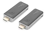 DIGITUS Wireless HDMI-Extender - 50 m Reichweite - Full-HD 1080p 60 Hz - Punkt-zu-Punkt - Plug&Play - Schwarz-Silber, DS-55318