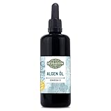 Herbarium Algenöl 100 ml, Pflanzliche Omega-3-Fettsäuren DHA & EPA aus Mikroalgen, Nachhaltige Alternative zu Fischöl, Hochrein, vegan & ohne Zusatzstoffe, 80 Portionen