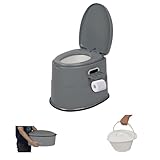 LEADZM Campingtoilette Tragbare Reisetoilette Mobile Abnehmbar Toilette für Camping Mit Sitz, Deckel und Toilettenpapier-Halter,für Outdoor Camping,Stau, Zelten,Grau