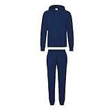 2er-Set Fruit of the Loom Hausanzug Sportanzug Jogginghose & Kapuzensweatshirt (XXl, Navy)