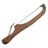 SOLUSTRE 1 Satz Holz Brotmesser mit Edelstahlklinge Präzises Schneidewerkzeug für Sauerteig Baguette für Einfache Zubereitung von Kuchen Gebäck