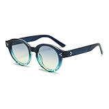 HPIRME Vintage Runde Brille Damen Herren Farbverlauf Damenmode Luxus Klare Sonnenbrille UV400 (blau)
