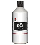 Marabu 12040075808 - Acryl Gesso weiß 500 ml, feine, hochdeckende Acryl - Grundierung auf Wasserbasis, schwach saugend, für glatten Farbauftrag und gute Haftung von Farben und Medien