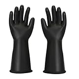 Qilerongrong Chemikalienbeständige Handschuhe, strapazierfähige Latexhandschuhe, wasserdichte Industrie-Armhandschuhe, resistent gegen starke Säuren, Laugen und Öl (Schwarz, 35 cm)