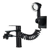 Handbrause für Waschbecken mit Schlauch 2 m, Edelstahl Waschbeckenbrause, 3 Modus Duschkopf mit Halterung (Schwarz)