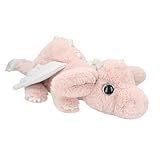 Depesche 13428 TOPModel - Kuscheltier Drache in Rosa, ca. 50 cm großes Plüschtier mit silbernen Flügeln