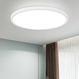 CBJKTX Deckenlampe LED Deckenleuchte Schlafzimmer - Ø30CM Badezimmerlampe Flach Küchenlampe Weiß Schlafzimmerlampe Rund 18W Badezimmer IP44 Deckenbeleuchtung 6000K Flurlampe Decke für Bad Küche Flur