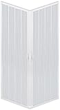 Duschkabine mit Falttüren, freistehend, 70 x 90 cm, Ecke, kleinbar, weiß pastell