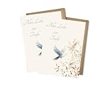 WBdesignz Taufkarten „Alles Liebe zur Taufe“ mit Umschlägen - Taubenmotiv – elegante Klappkarten zur Taufe eines Mädchens oder Jungen – religiöse Glückwunschkarten - zart (2er-Set)