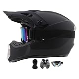 Motocrosshelme Schwarz, Jugend Offroad-Helme, Downhill Fullface Motocross Helm, Enduro-Helme, MTB ATV MX-Helme, Crosshelme, Motorradhelme, Für Damen, Herren, Erwachsene, Mit Brille Handschuhe ( Color