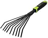 BLACK TOOLS® Garden Fächerbesen | Ideal zum Aufrechen von Laub | Rutschfester Griff | Korrosionsgeschützt | Länge 40 cm | Garten, Kübel, Balkonkästen, Beete