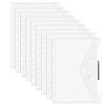 Agoer 48 Stück Dokumententasche A4 Klettverschluss, [ Breitere Größen ] Dokumentenmappe A4 zum Abheften, A4 Sichttasche Transparent mit 11 Lochrand für Dokumente Organisieren mit Etikettentasche