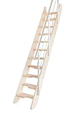 WoodStep Raumspartreppe in Kiefer/Fichte mit 12 Steigungen incl. Geländer in Aluminium eloxiert(050.60.0023)